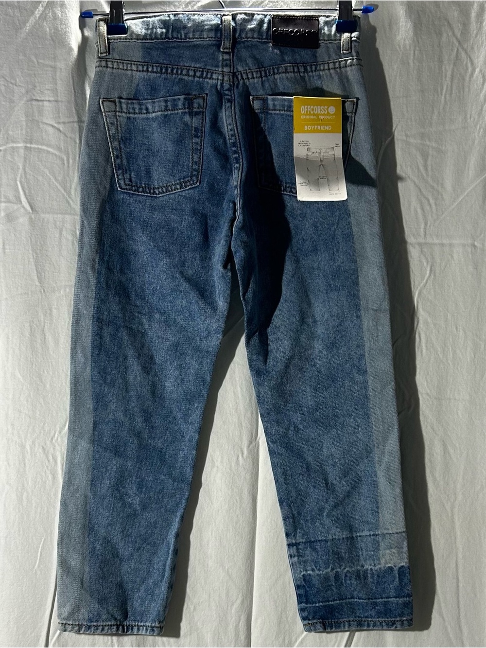 OFFCORSS Boyfriend Jeans Size 8 Girls Two-Tone Colorblock Denim - Picture 2 of 5